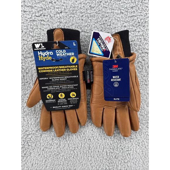Wells Lamont‎ Hydra Hyde Waterproof Cowhide Leather Gloves Men's Size Large NWT - Picture 3 of 6
